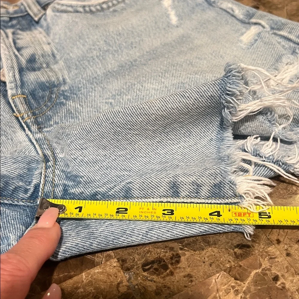 AGOLDE Parker Long Distressed Jean Shorts, Size 23